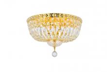  V2528F16G/RC - Tranquil 6 Light Gold Flush Mount Clear Royal Cut Crystal