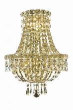  V2528W12G/RC - Tranquil 3 Light Gold Wall Sconce Clear Royal Cut Crystal