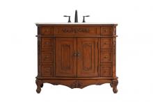  VF10142TK-VW - 42 Inch Single Bathroom Vanity in Teak with Ivory White Engineered Marble