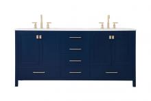  VF18872DBL - 72 Inch Double Bathroom Vanity in Blue