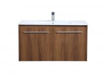  VF44036WB - 36 Inch Single Bathroom Floating Vanity in Walnut Brown