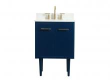  VF48024MBL-BS - 24 Inch Single Bathroom Vanity in Blue with Backsplash