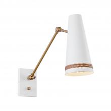  WV342105MWHL - Brickell 5-in Matte White/Hazelnut Leather 1 Light Wall/Vanity