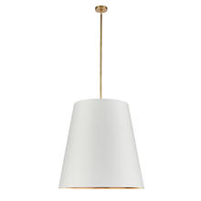  PD311030VBWG - Calor 30-in Vintage Brass/White Linen With Gold Parchment 3 Lights Pendant