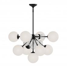  CH415331MBOP - Celia 31-in Matte Black/Opal Glass 9 Lights Chandeliers