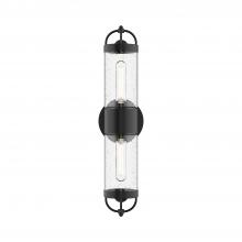  EW461102BKCB - Lancaster 5-in Clear Bubble Glass/Textured Black 2 Lights Exterior Wall Sconce