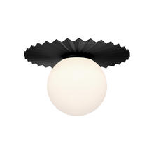  FM501214MBOP - Plume 14-in Matte Black/Opal Matte Glass 1 Light Flush Mount