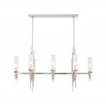  LP335838PNCR - Torres 38-in Polished Nickel/Ribbed Glass 8 Lights Linear Pendant