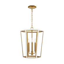 AC1083MWTBBS - Curt traditional dimmable indoor small 3-light lantern chandelier in a matte white finish with gold