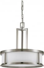  60/2857 - Odeon - 4 Light Pendant with Satin White Glass - Brushed Nickel Finish