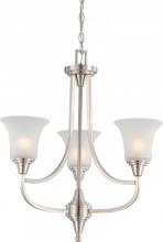  60/4145 - Surrey - 3 Light Chandelier with Frosted Glass - Brushed Nickel Finish