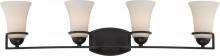  60/5584 - 4-Light Vanity Light Fixture in Sudbury Bronze Finish with Satin White Glass