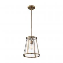  60/6697 - Bruge - 1 Light Pendant - with Clear Glass - Burnished Brass Finish
