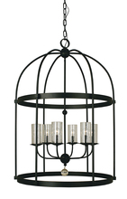  1106 MBLACK - 6-Light Matte Black Compass Foyer Chandelier