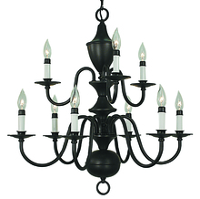  2529 MBLACK - 9-Light Matte Black Jamestown Dining Chandelier