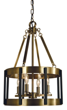  4664 AB/MBLACK - 4-Light Antique Brass/Matte Black Pantheon Pendant