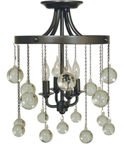  4762 SP/PN - 4-Light Satin Pewter/Polished Nickel Falling Stars Small Semiflush