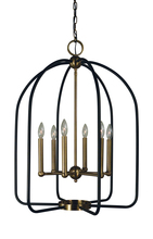  4936 AB/MBLACK - 6-Light Antique Brass/Matte Black Boulevard Chandelier