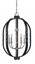  5315 BN/MBLACK - 5-Light Brushed Nickel/Matte Black Urban Craftsman Chandelier