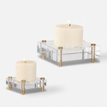  18643 - Claire Crystal Block Candleholders, S/2