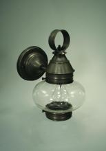  2025-AB-MED-CLR - Onion Wall No Cage Antique Brass Medium Base Socket Clear Glass