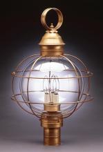  2853-DAB-MED-CLR - Caged Round Post Dark Antique Brass Medium Base Socket Clear Glass