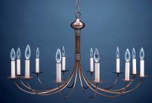  952-VG-LT12 - Hanging J-Arms Verdi Gris 12 Candelabra Sockets