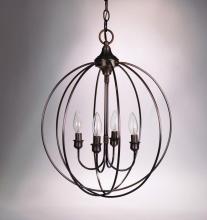  CH904-DB-LT4 - Hanging Circle Chandelier Dark Brass 4 Candelabra Sockets