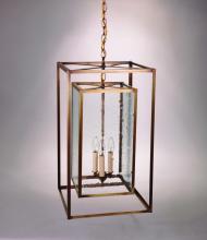  SS1424-DAB-LT3-CLR - Square Hanging Inside Square Dark Antique Brass 3 Candelabra Sockets Clear Glass